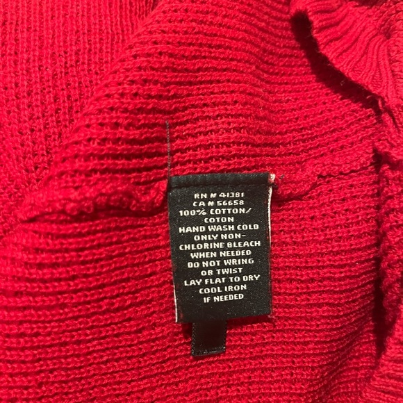 Lauren Ralph Lauren Red Waffle Cowl Neck Sweater Size S - Picture 3 of 4